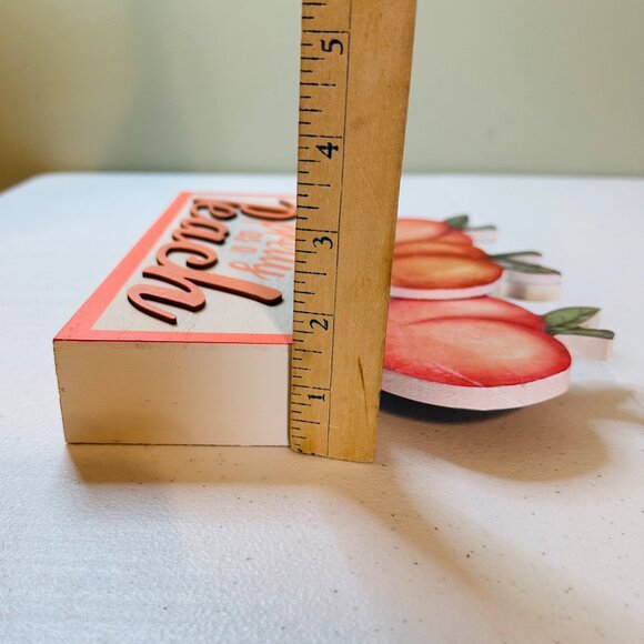 Pretty As A Peach Tabletop Sign With three Peaches - Picture 5 of 9